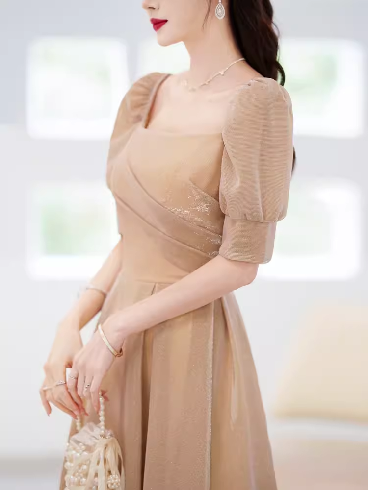 Sexy A Line Square Party Dress Knee Length Prom Dress