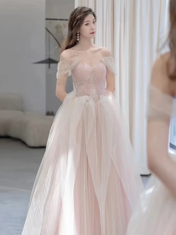Sexy A Line Cap Sleeves Party Dress Pink Prom Dress