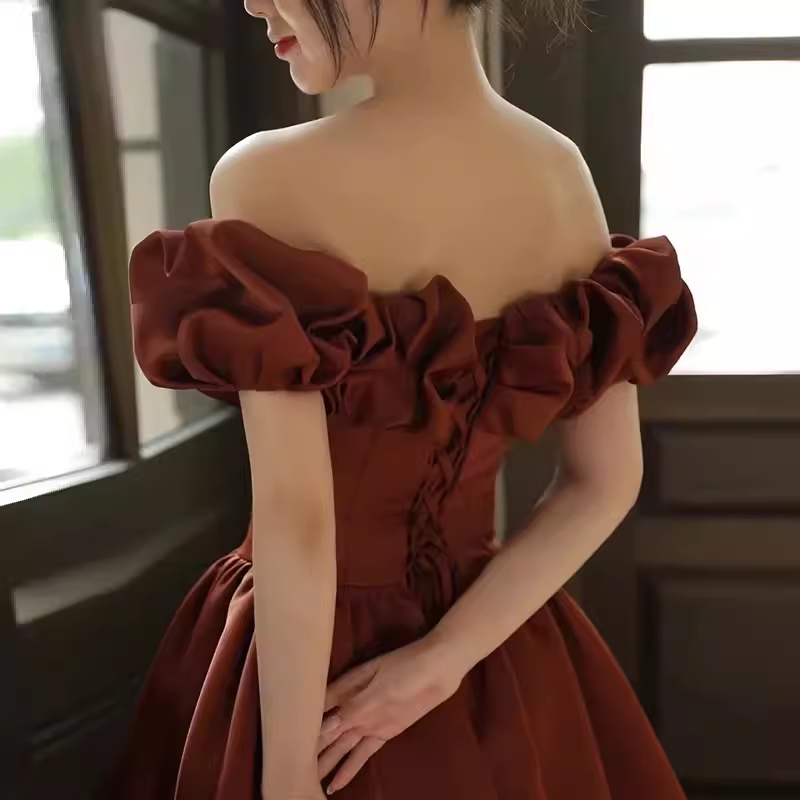 A line Off The Shoulder Satin Party Dress Long Prom Dress