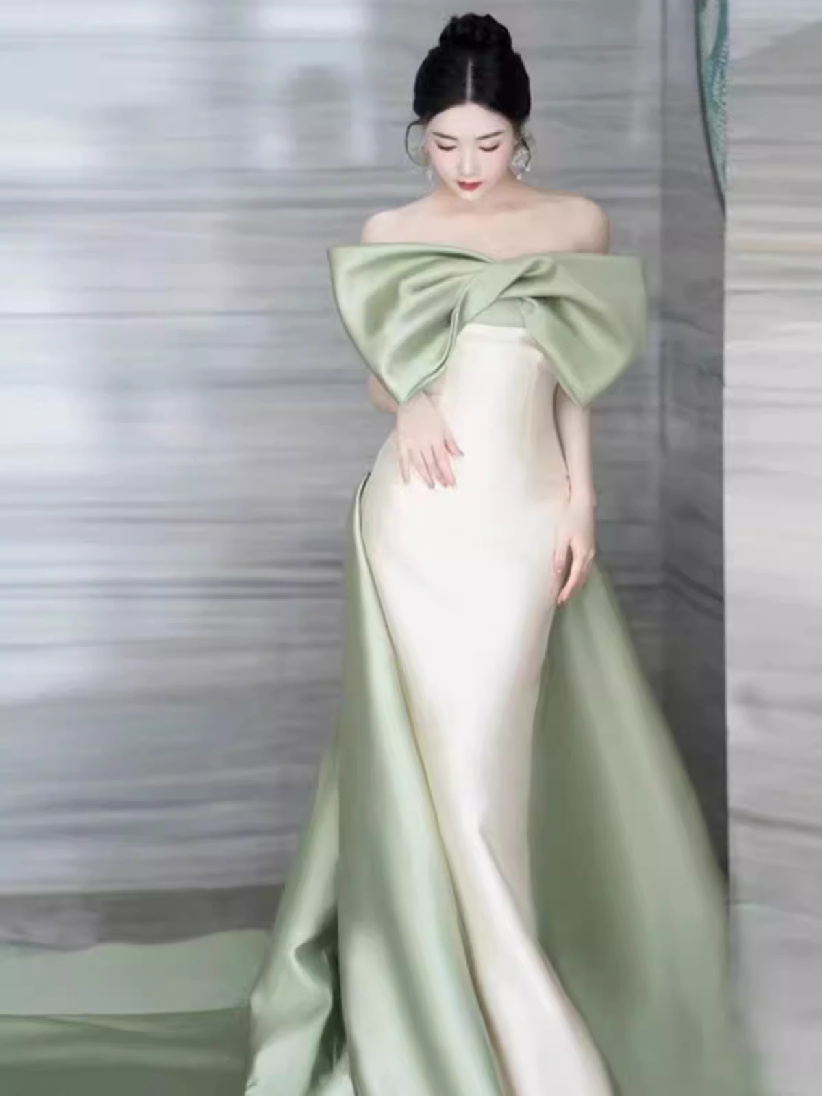 Mermaid Strapless Satin Party Dress Long Prom Dress