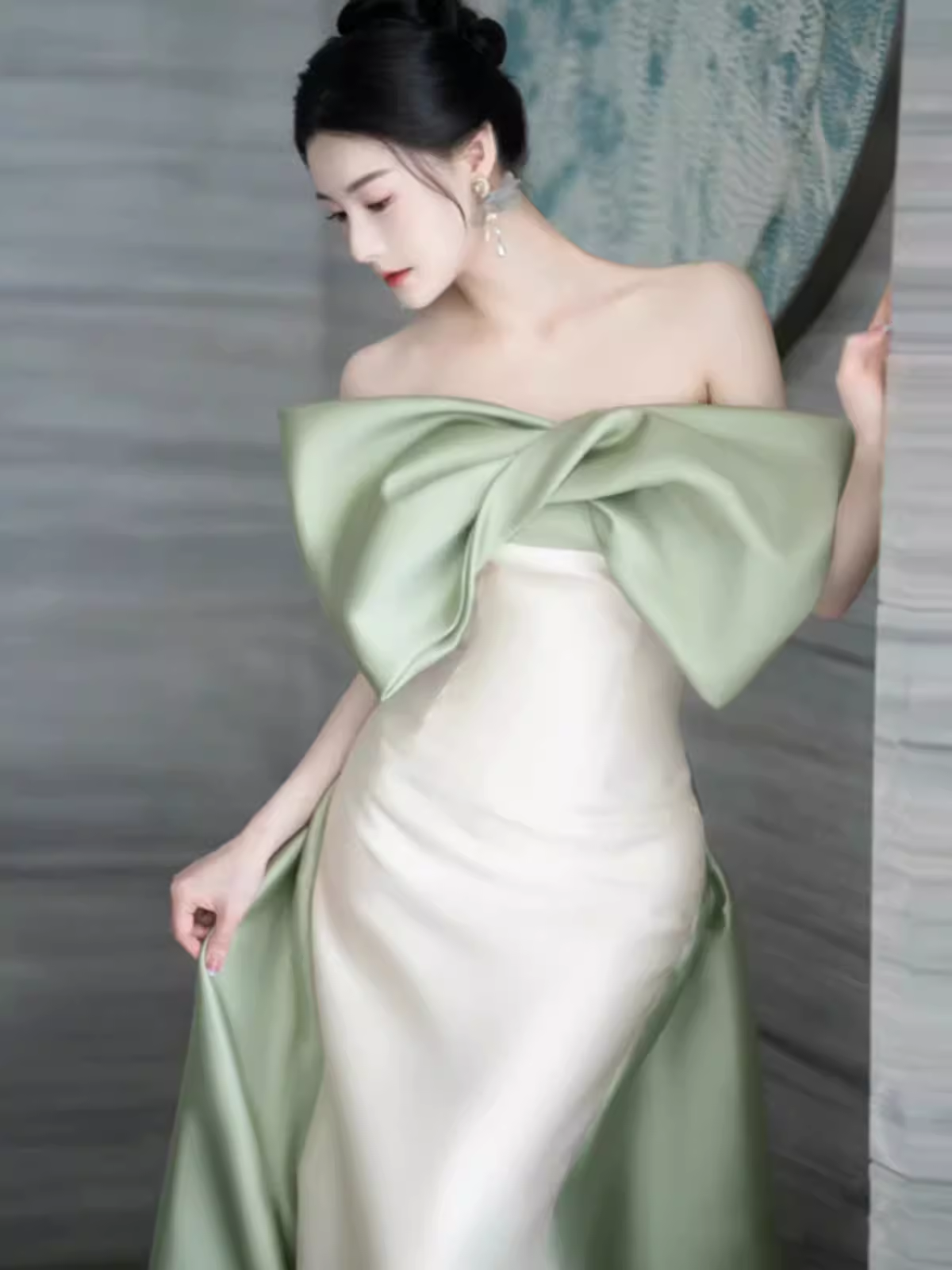 Mermaid Strapless Satin Party Dress Long Prom Dress