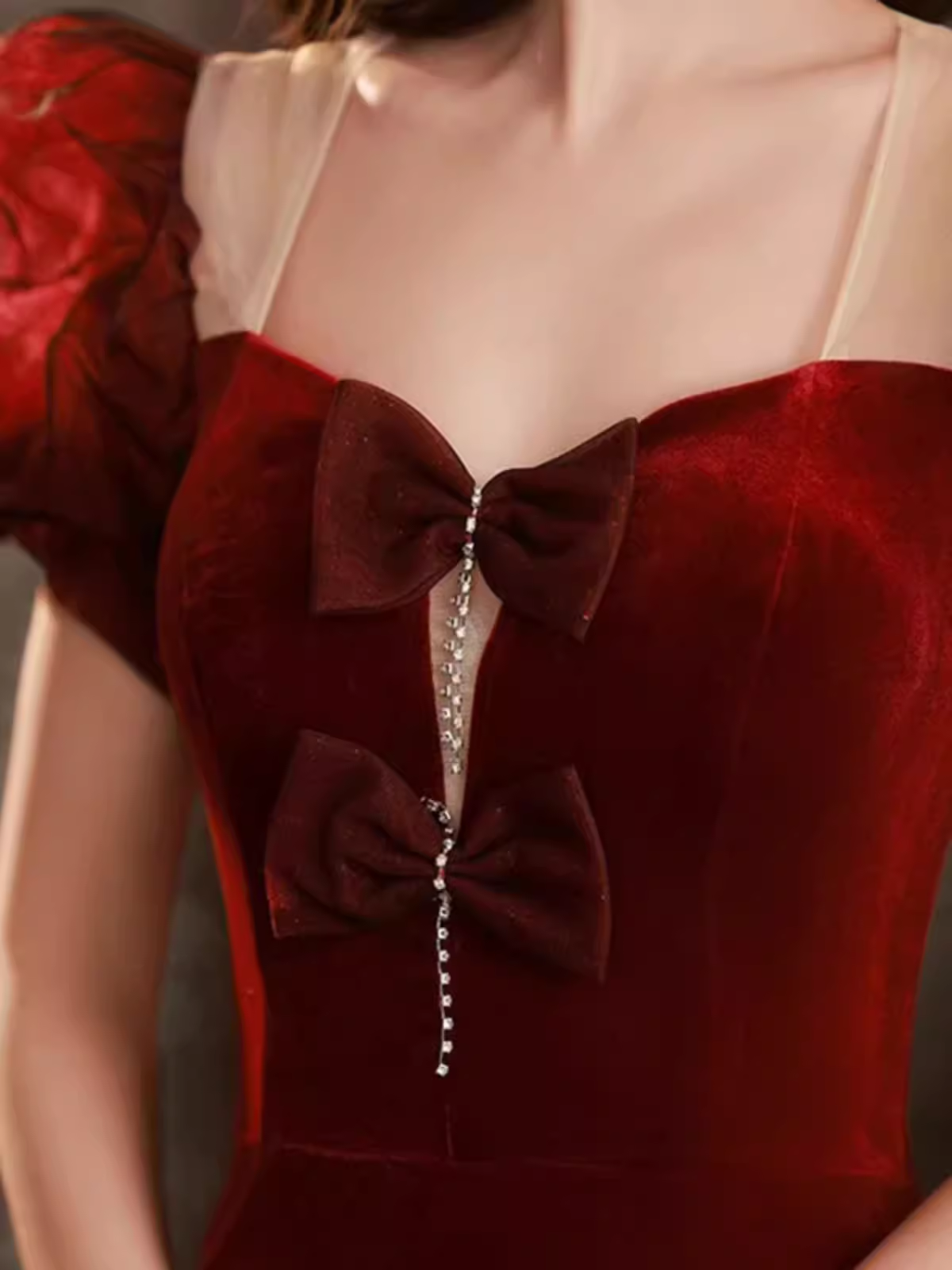 Sexy Mermaid Velvet Party Dresses Red Prom Dresses