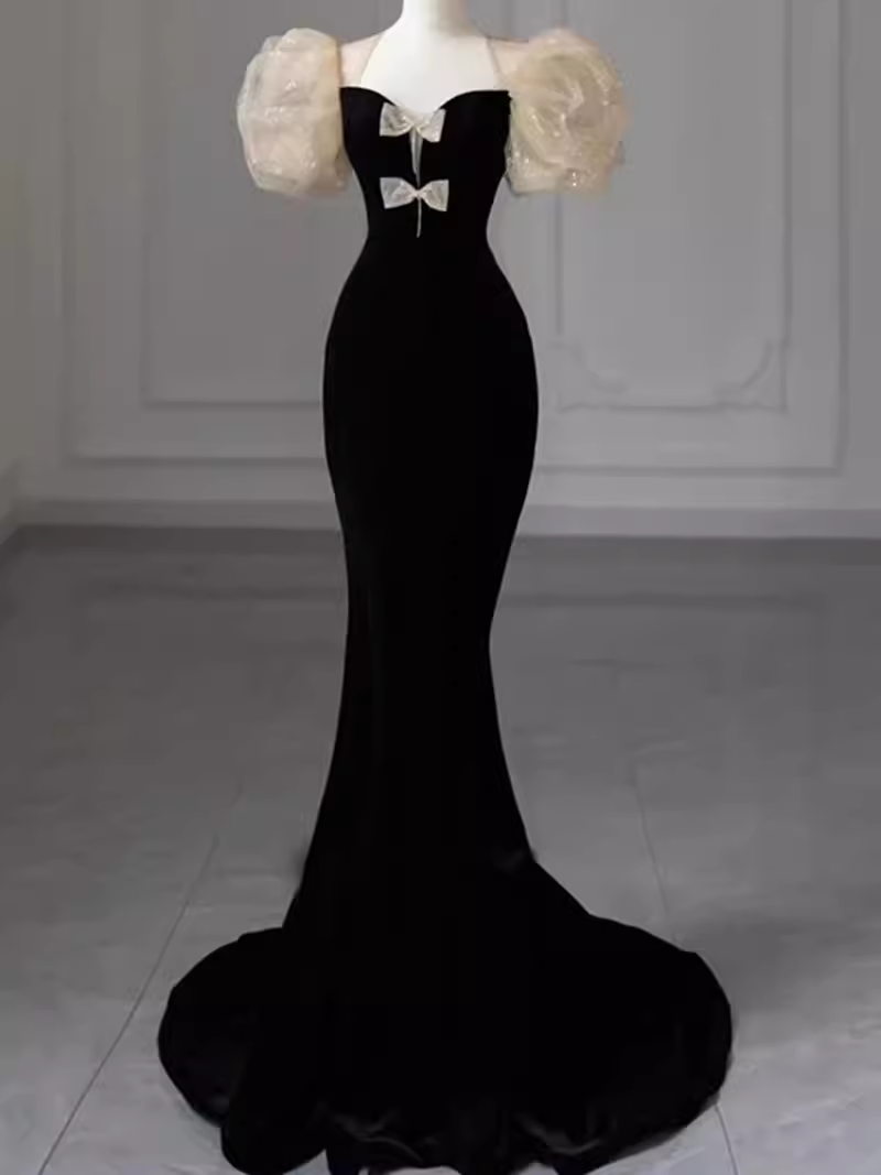 Sexy Mermaid Velvet Party Dresses Red Prom Dresses