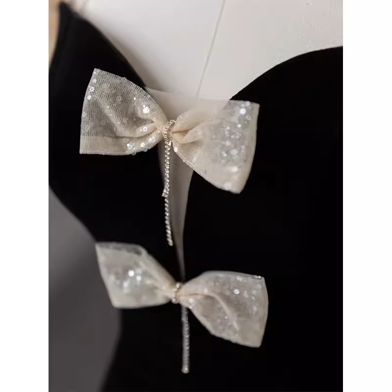 Sexy Mermaid Velvet Party Dresses Black Prom Dresses