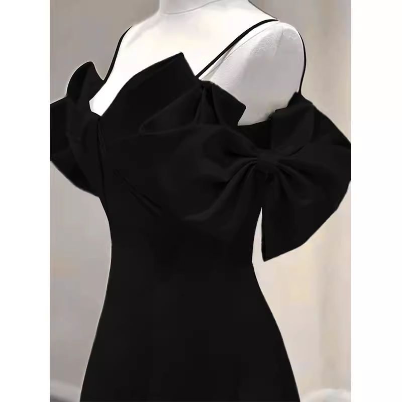 Elegant A line Black Long Prom Dresses Formal Evening Dress