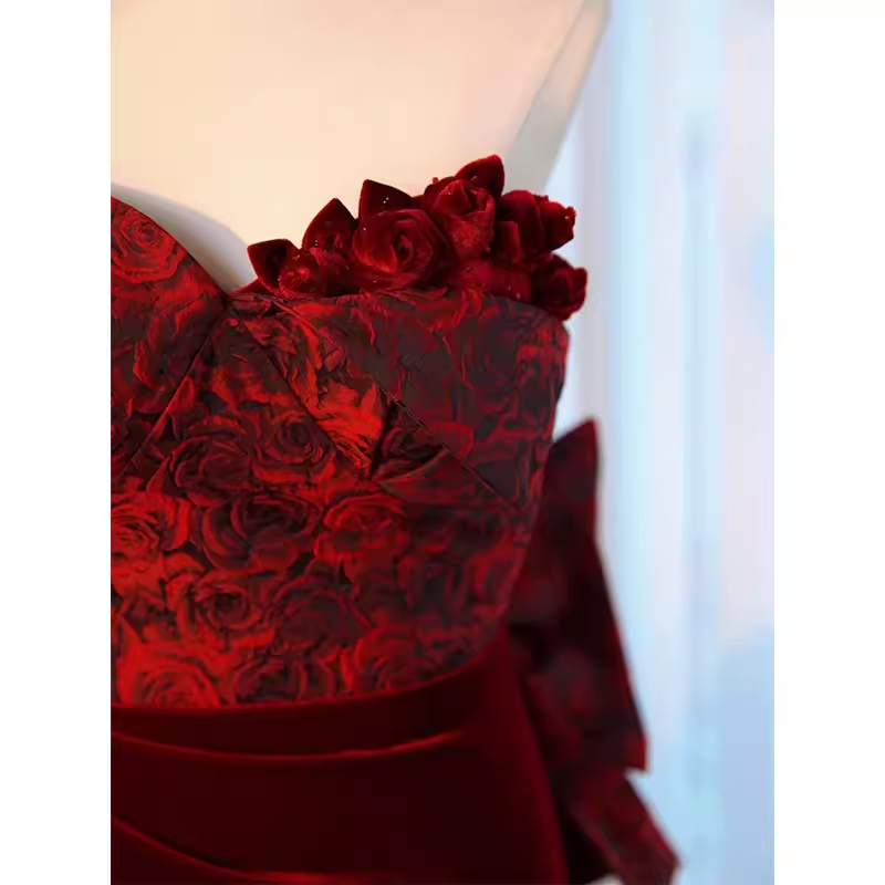 Sexy Sheath Long Senior Burgundy Velvet Prom Dress Formal Dress