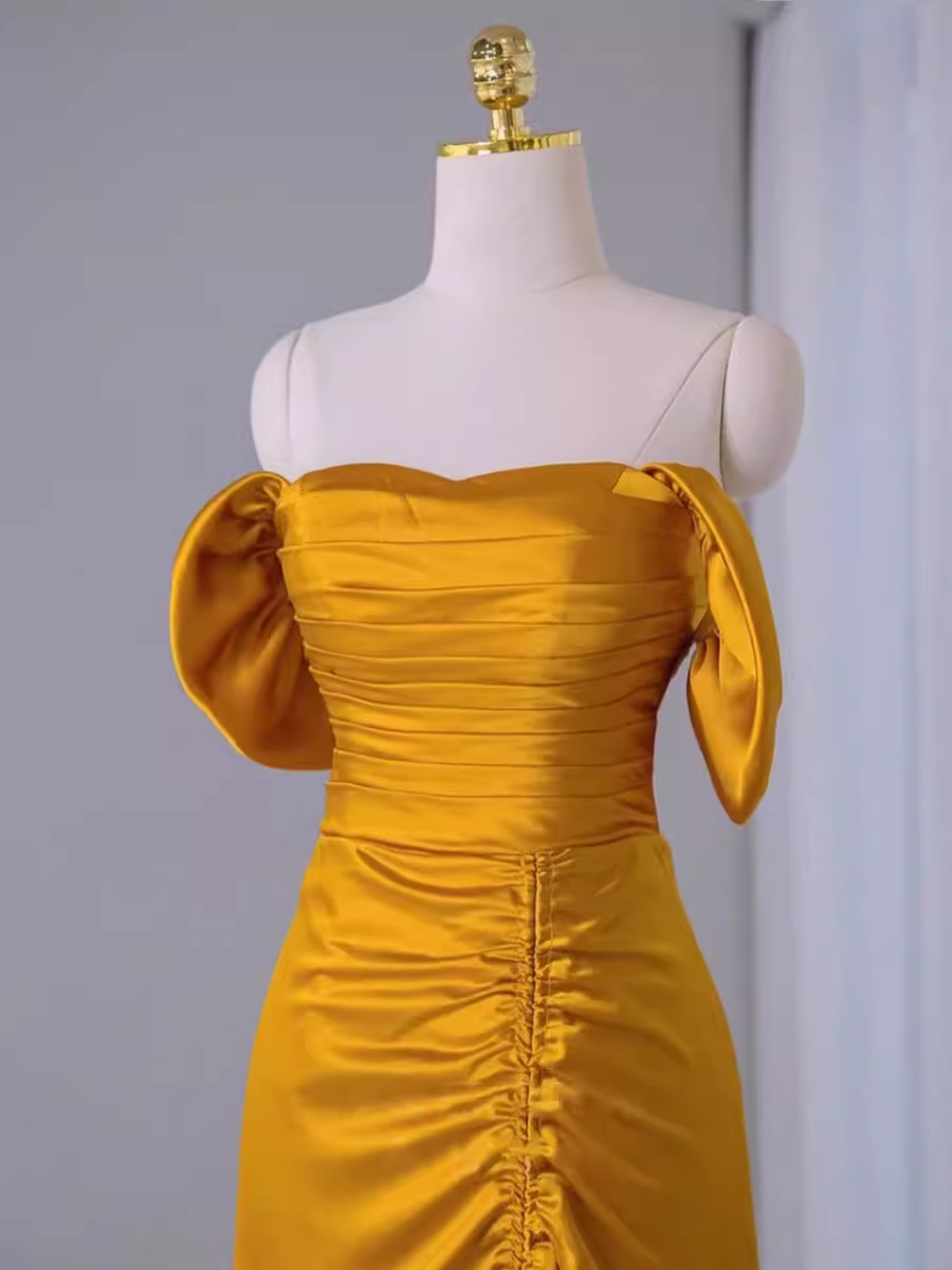 Sheath Off The Shoulder Yellow Prom Dresses Evening Dress