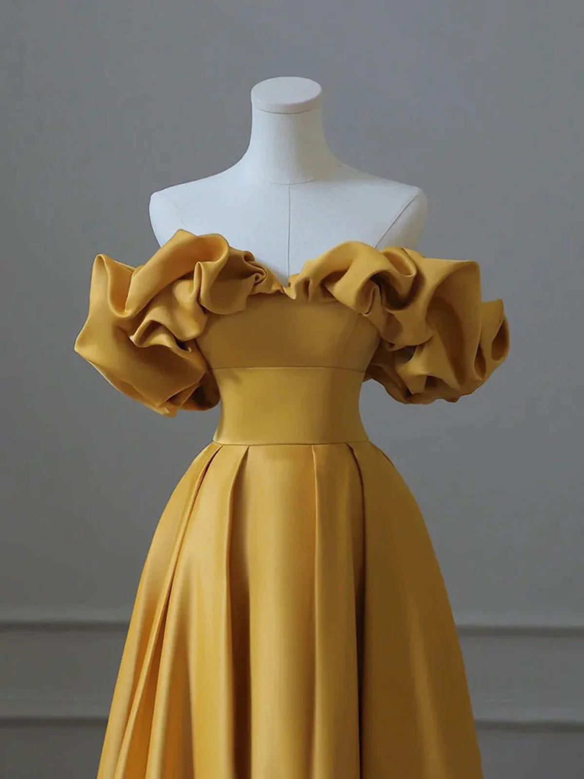 Yellow Off Shoulder Long Formal Evening Dresses Prom Dress