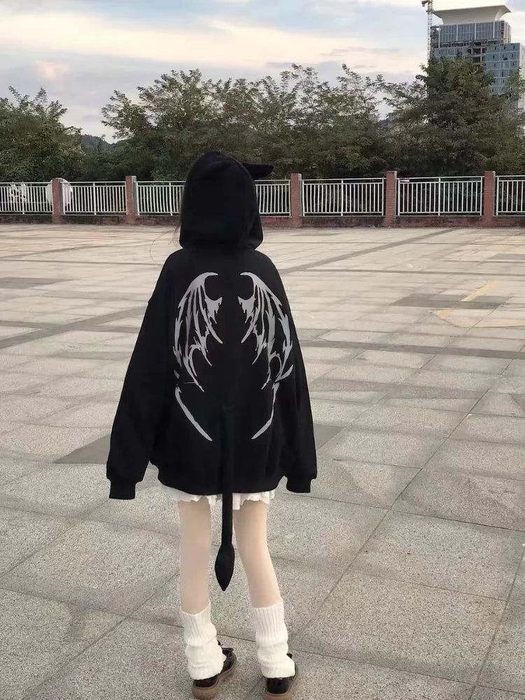Gothic Kawaii Japanese Streetwear Cool Zip Up Hoodie 3