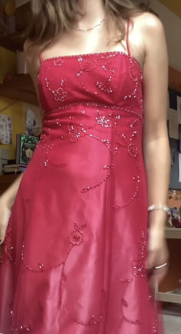 Pretty Spaghetti Straps Hot Pink Tulle Satin Beaded A Line Long Party Dress Formal Evening Gown D853