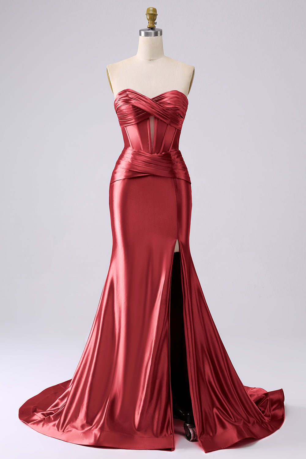 Sparkly Dark Navy Mermaid Sweetheart Corset Long Prom Dress with Slit