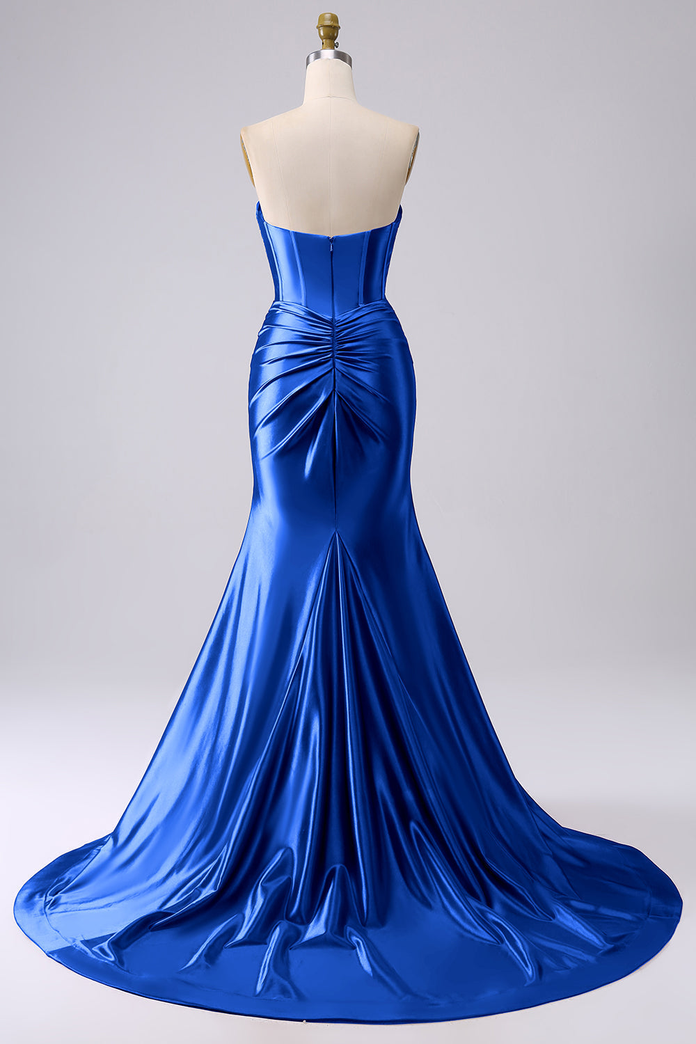 Sparkly Dark Navy Mermaid Sweetheart Corset Long Prom Dress with Slit