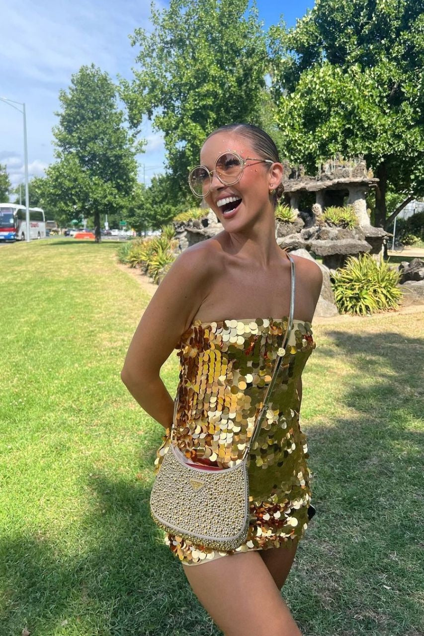 Sequin Paillette Strapless Bodycon Mini Party Dress - View 2
