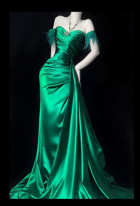 Fashion Off The Shoulder Green Long Prom Dress Mermaid Evening Dresses D1492