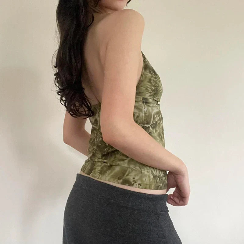 Boho Print Backless Crop Top