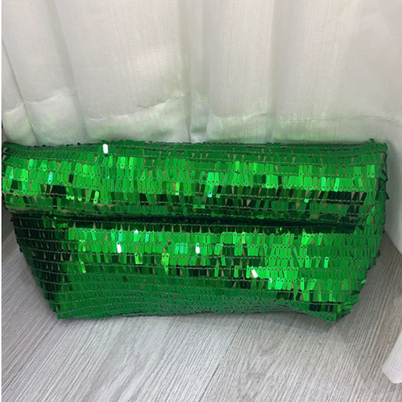 Red Sequin Leather Clutch Bag Wristlet