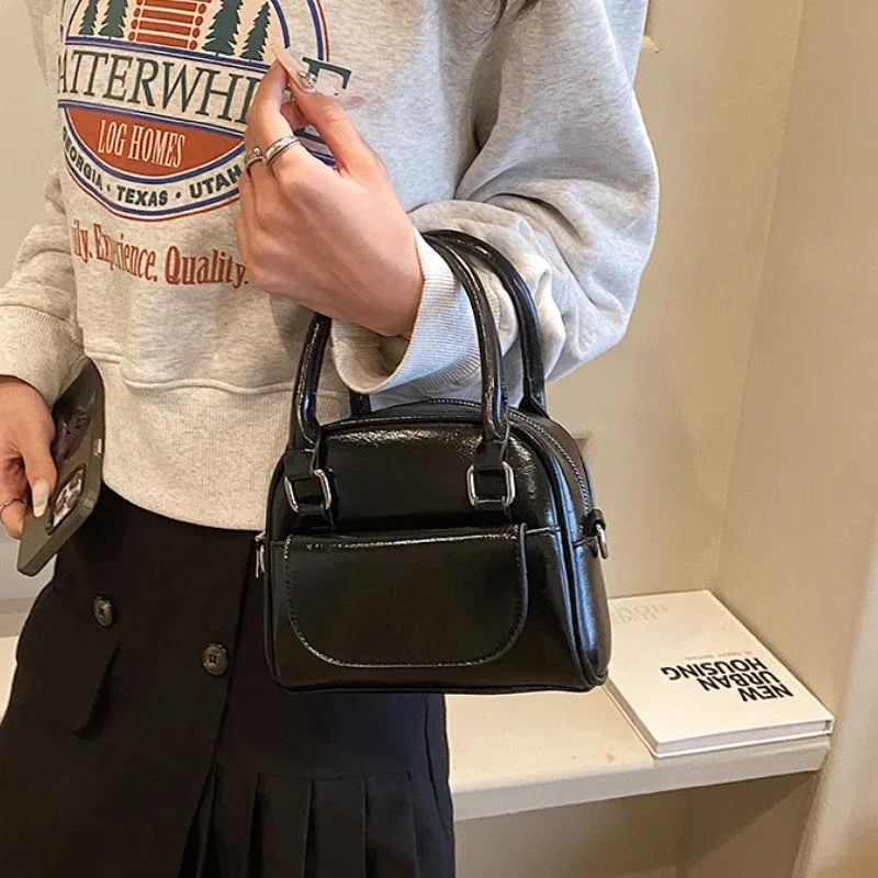 Red Solid PU Leather Underarm Shoulder Bag