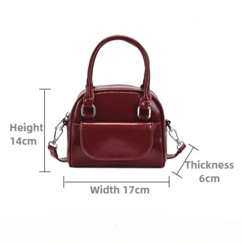 Red Solid PU Leather Underarm Shoulder Bag