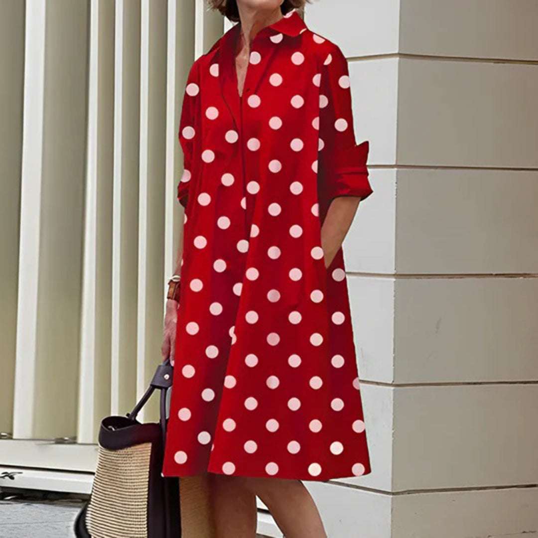 Collared Button Down Long Sleeve Pocket Oversized Shirt Midi Dress - View 4