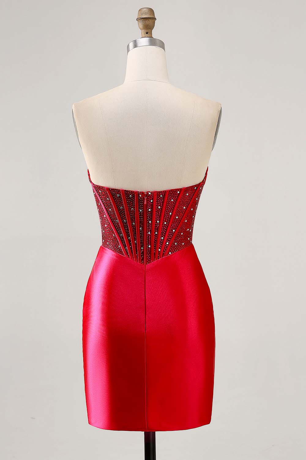Sparkly Fuchsia Tight Satin Corset Short Homecoming Dress with Beading
