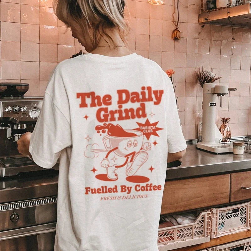 Cartoon Coffee Lover Funny Caffeine T-shirt - Fashionpara