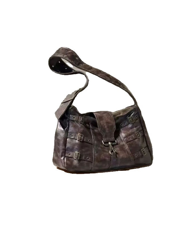 Retro Large Capacity Punk Wide Shoulder Strap Single Shoulder Bag