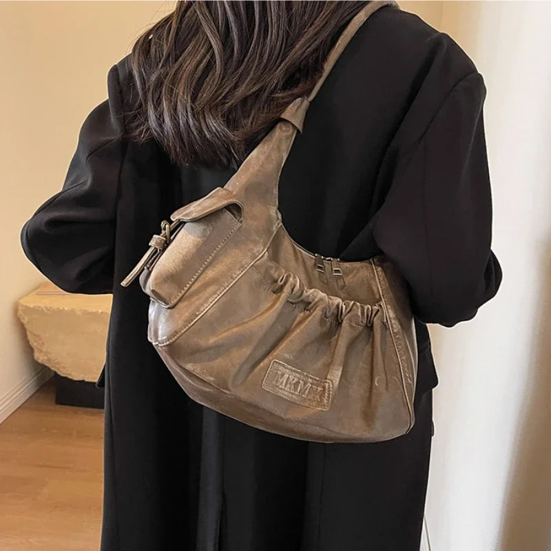 Retro Winter Leather Underarm Shoulder Bag