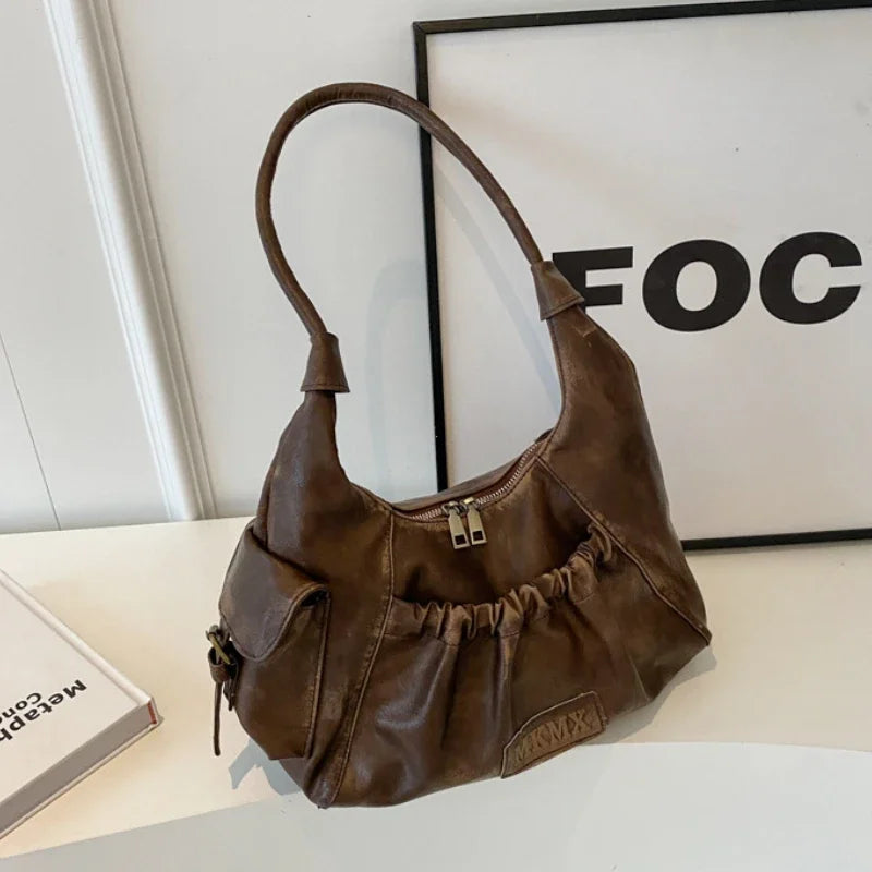 Retro Winter Leather Underarm Shoulder Bag