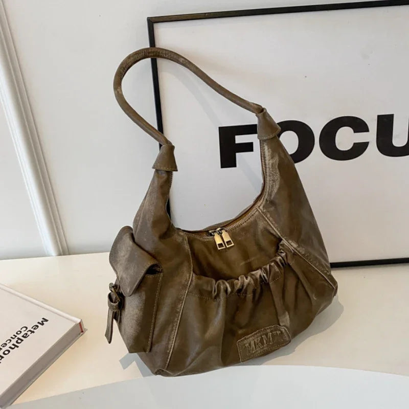 Retro Winter Leather Underarm Shoulder Bag