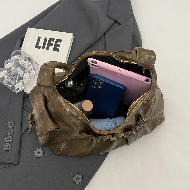 Retro Winter Leather Underarm Shoulder Bag