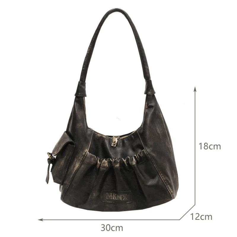 Retro Winter Leather Underarm Shoulder Bag