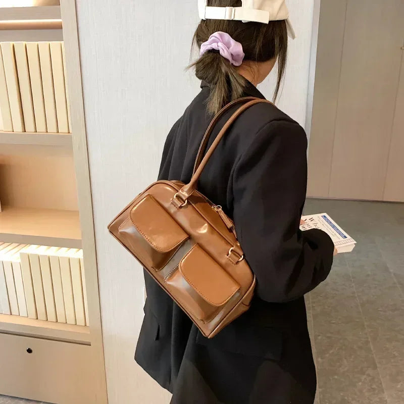 Red Patent Leather Hobo Shoulder Bag