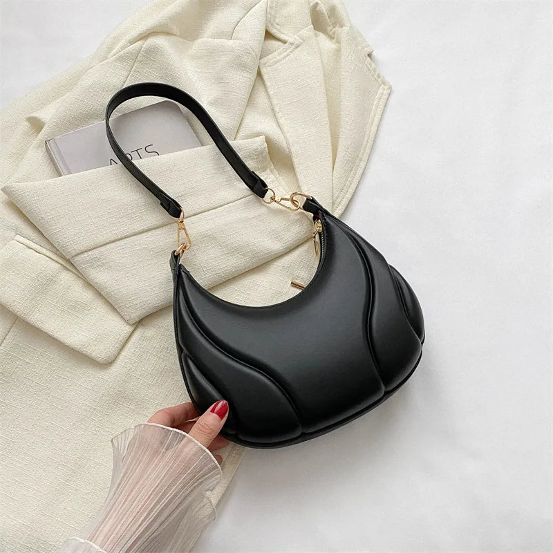 Retro Solid Color Saddle Leather Shoulder Bag