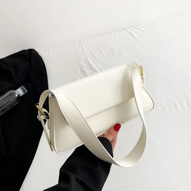 Retro Solid PU Leather Winter Shoulder Bag