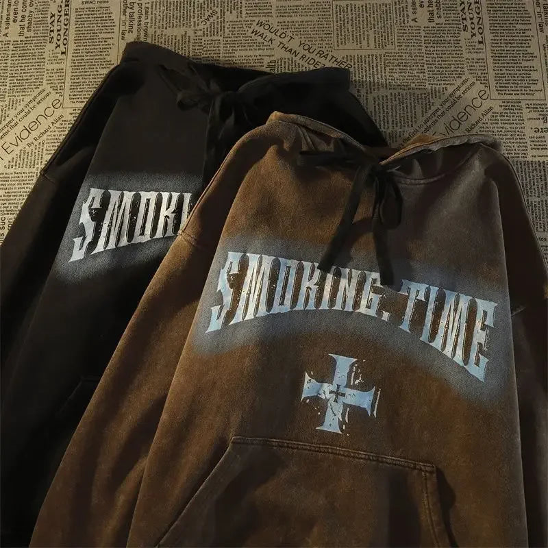 Dark Wind Skull Print Casual Hoodie