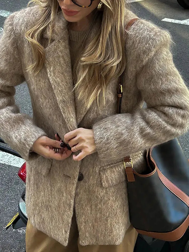 Retro Wool Button Turn-Down Overcoat