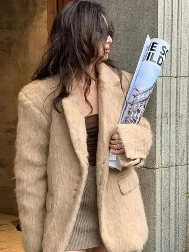 Retro Wool Button Turn-Down Overcoat