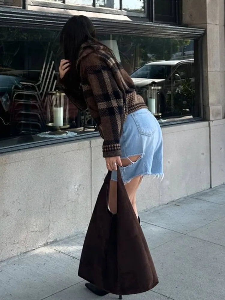 Retro Zipper Loose Long Sleeve Knit Cardigan