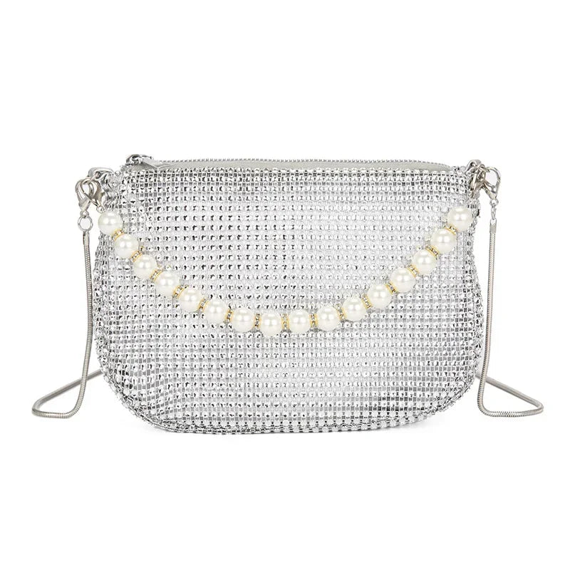 Rhinestone Pearl Evening Tote Bag Shoulder Purse