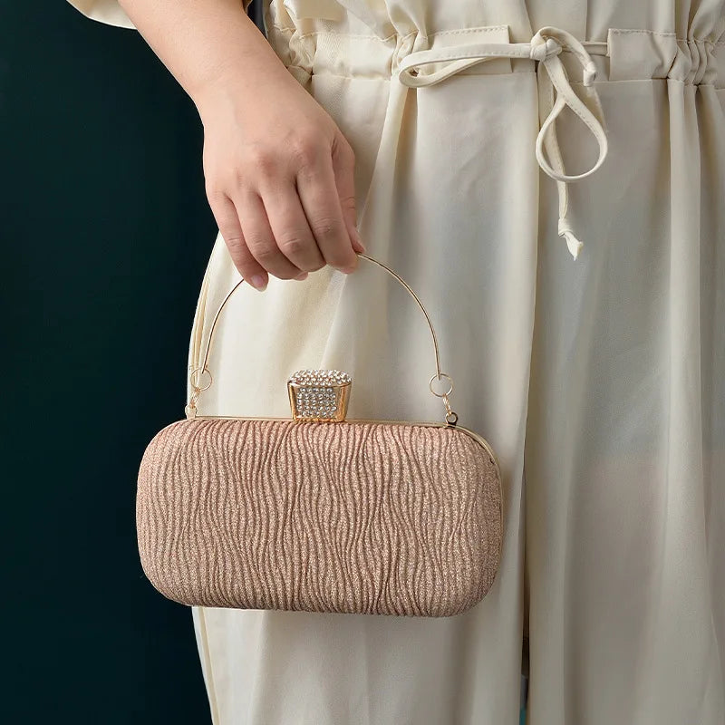 Rose Gold Sequin Evening Clutch Shoulder Bag