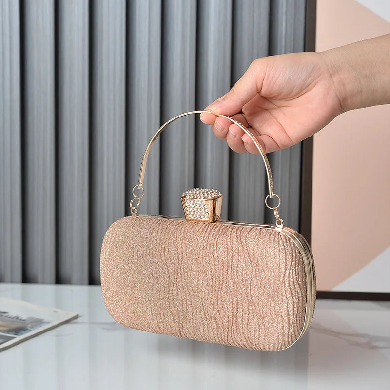 Rose Gold Sequin Evening Clutch Shoulder Bag