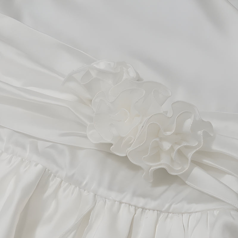 Rose Satin Backless Mini Dress