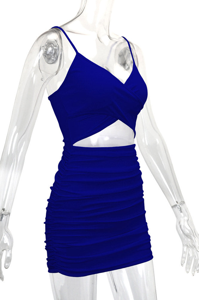 Sexy Royal Blue Mini Cut Out Party Dress