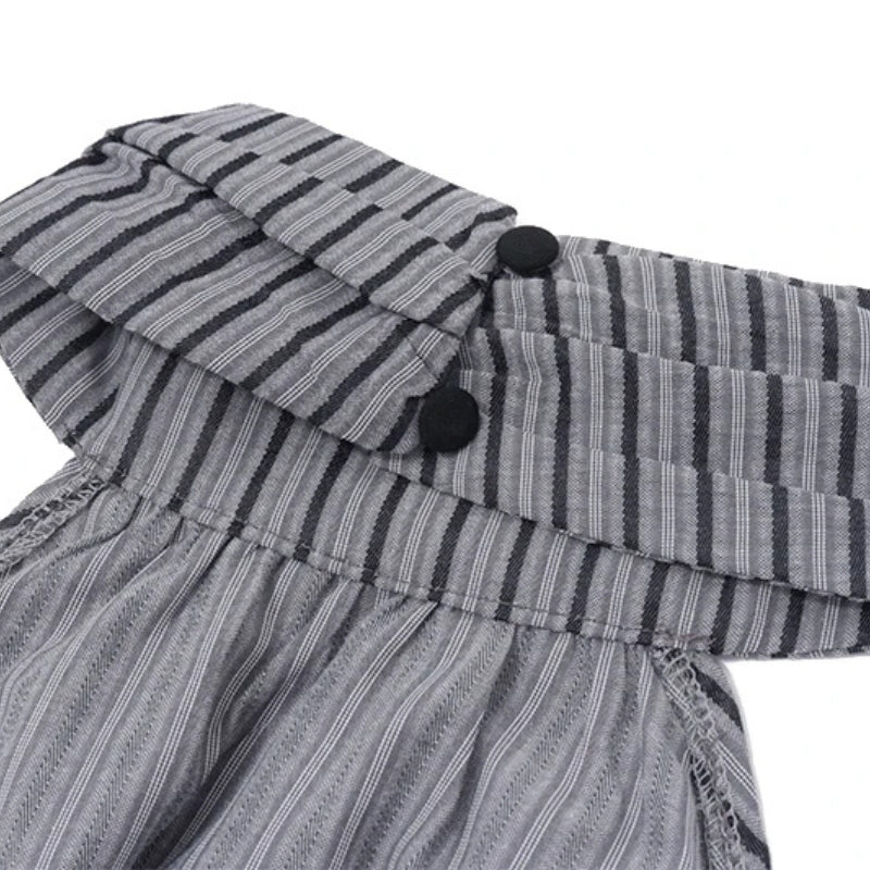Pinstripe Halter-Neck Ruched Fishtail Maxi Dress 4