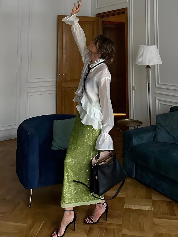 Ruffled Sheer Blouse - Fashionpara