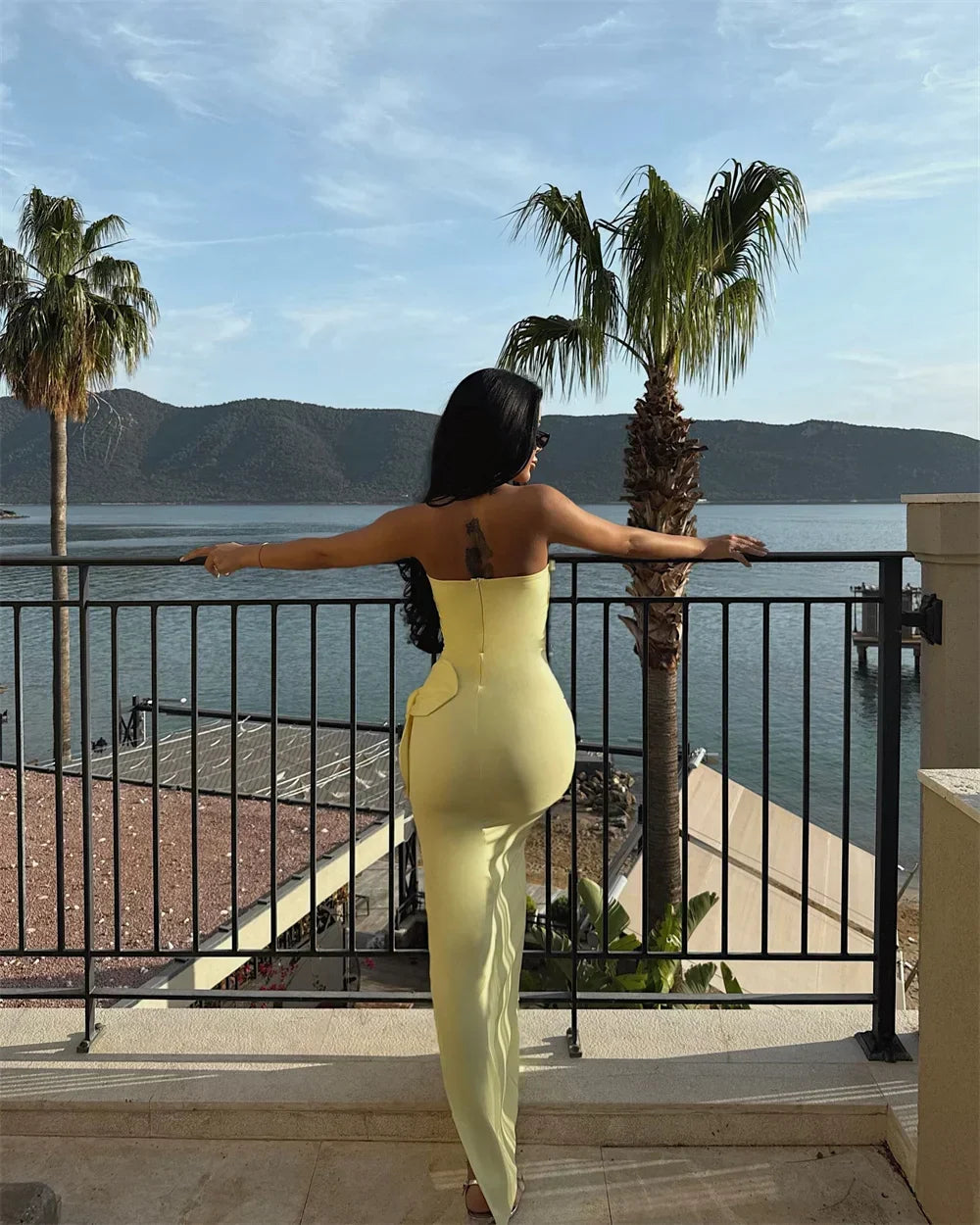 Mermaid Strapless Slit Prom Party Dress - View 2