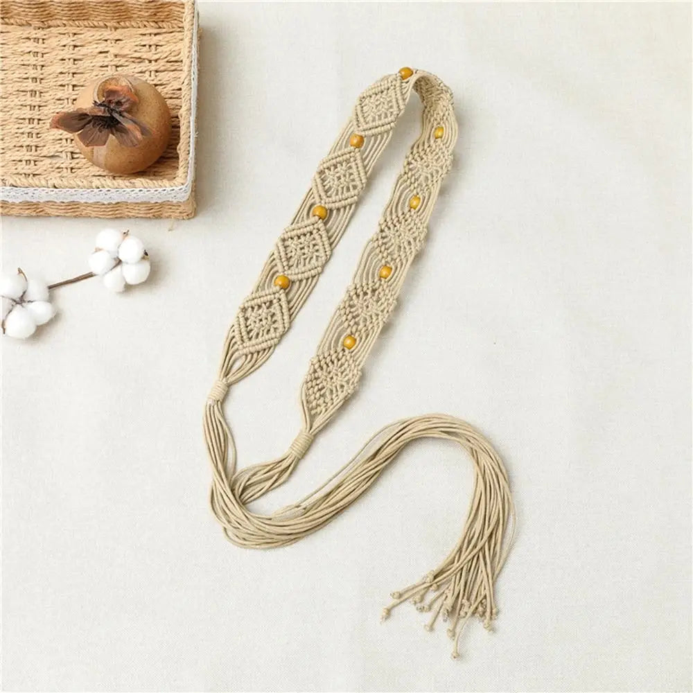 Bohemian Dark Beach Plaited Waist Cord Belt