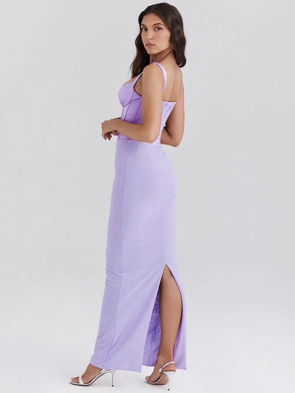 Satin Camisole Sleeveless Bodycon Long Dress - View 3