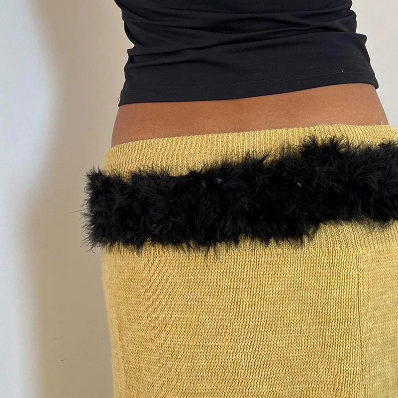 Vintage Gothic Synthetic Leather Patchwork False Hair 2000s Belt