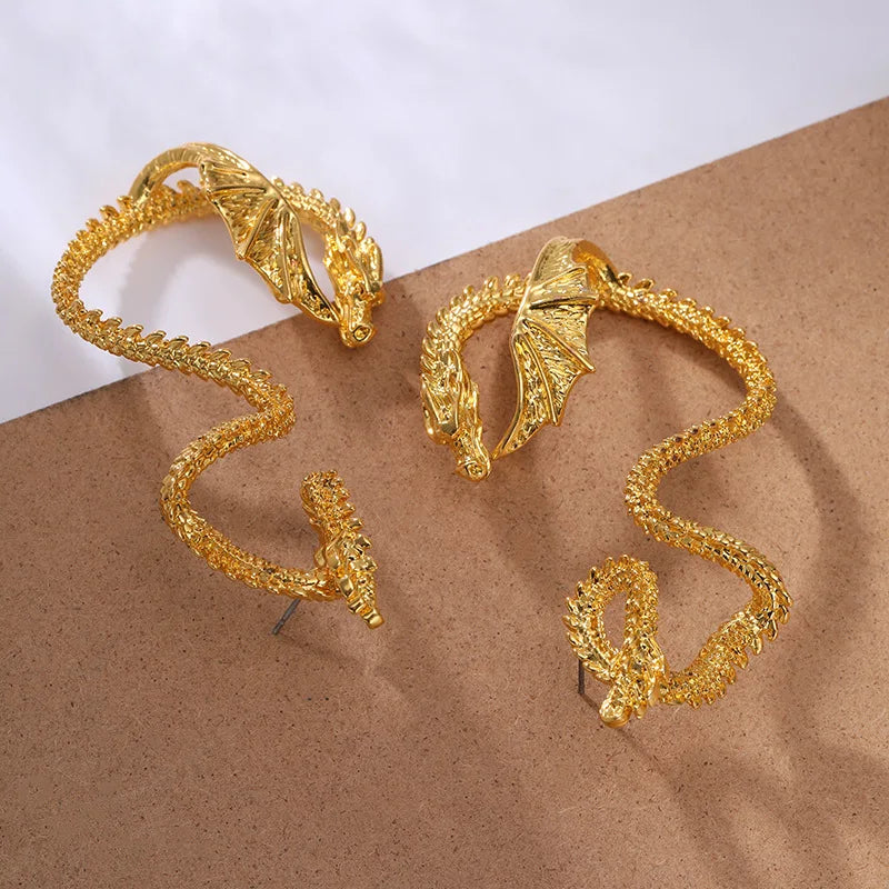 Dark Dragon Envelop Vintage Creature Post Earring